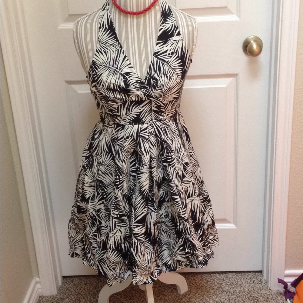 Black and white halter dress
